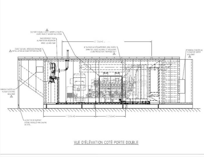 Drawing of the elevated view of the generator enclosure